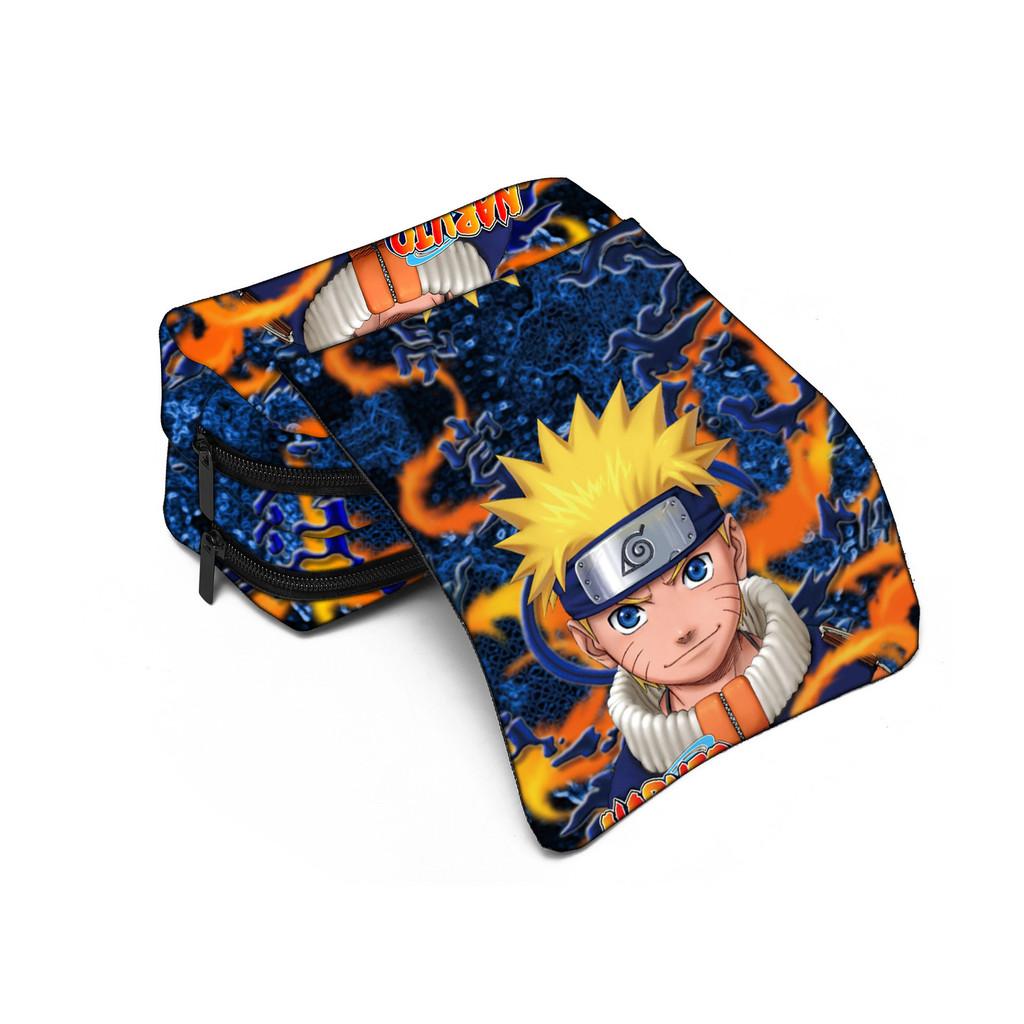 Двухслойная нейлоновая пенал-косметичка Naruto для студентов, большая вместимость