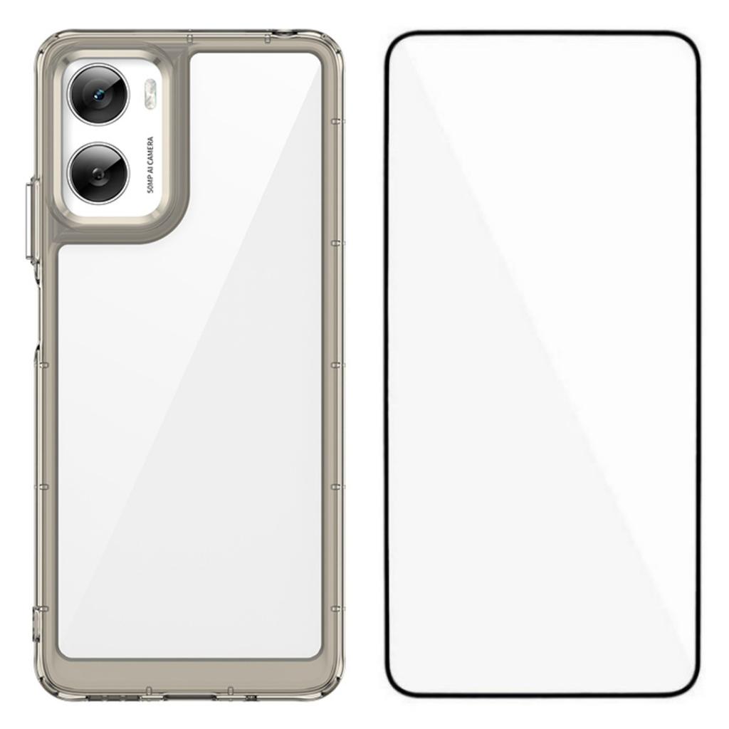Чехол для телефона Motorola Moto G06 Power 4G / Motorola Moto G06 4G WANLONFENG Серия XC, ТПУ-акриловая крышка с закаленным стеклом (Большое отверстие для линзы)