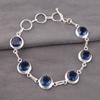 Natural London Blue Topaz Gemstone 925 Sterling Silver Jewelry Handmade Bracelet RB-13-5
