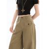 1116 autumn new latte brown retro scimitar cutting foot tooling men and women loose and versatile casual drape long