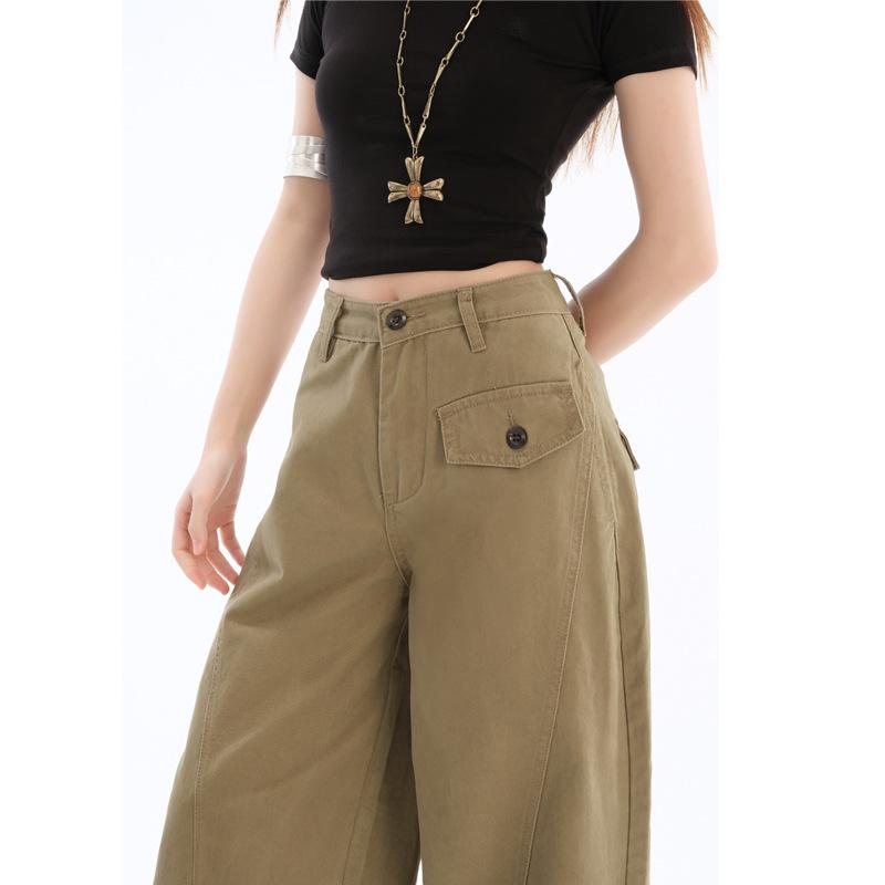 1116 autumn new latte brown retro scimitar cutting foot tooling men and women loose and versatile casual drape long