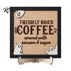 Holiday Atmosphere Home Decor Halloween Wooden Coffee Photo Frame, Retro Distressed Sign for Witch Themed Kitchen Countertop Decor, Rustic Autumn