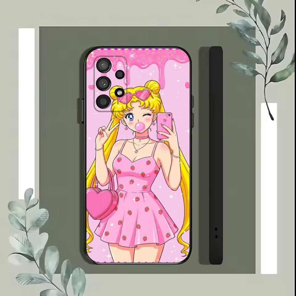 Мультяшный чехол для телефона S-Sailor M-Moons для Samsung S25, S24, S21, S22, S23, S30, Ultra, S20, Plus, Fe, Lite, 5G Черный чехол