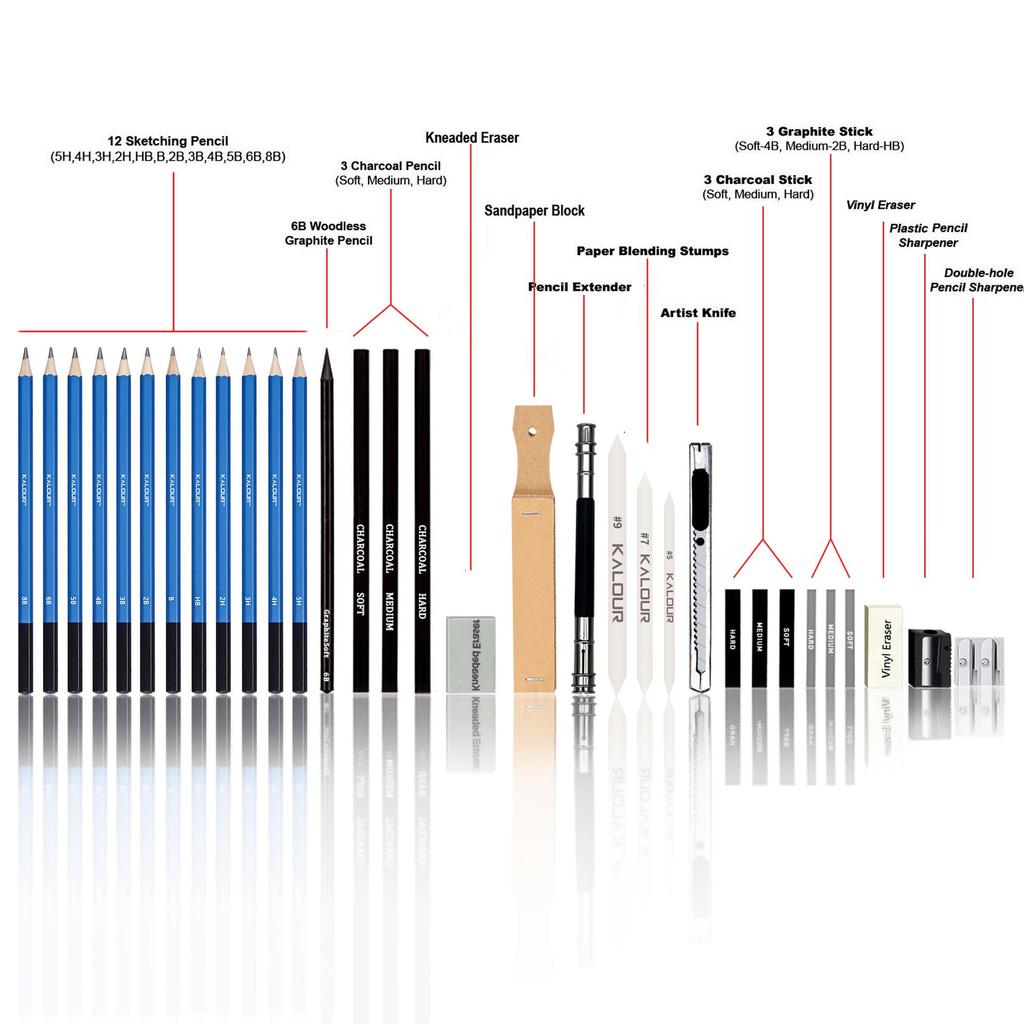 Набор из 33 предметов для рисования и эскизов для взрослых