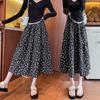 Women In Spring and Summer New Elastic Waist To Make Them Look Slim and Cover Their Hips In Autumn and Winter High Waist A-line Midi Skirt