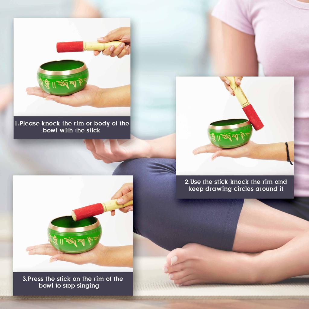 IBA Indianbeautifulart Тибетский музыкальный инструмент поющая чаша для медитации с палкой и подушкой