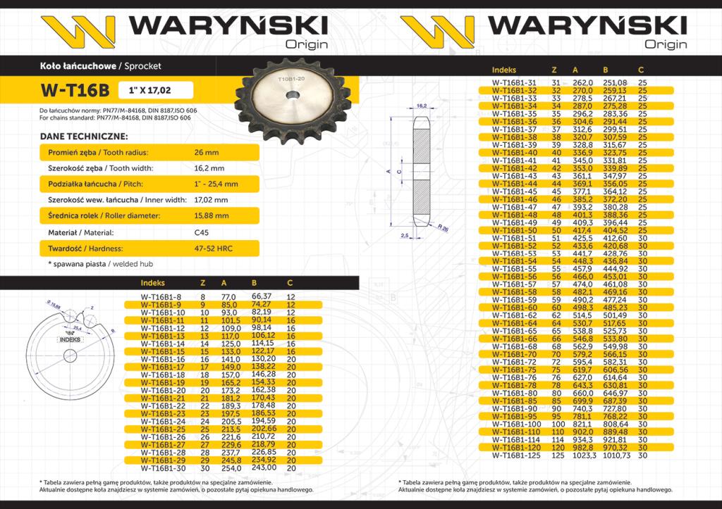 Koło Zębate Hartowane Tarcza 16B-1 (R1 1) Z-13 Waryński