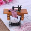 1/12 Mini Sewing Machine with Thread Wooden Dollhouse Miniature Furniture