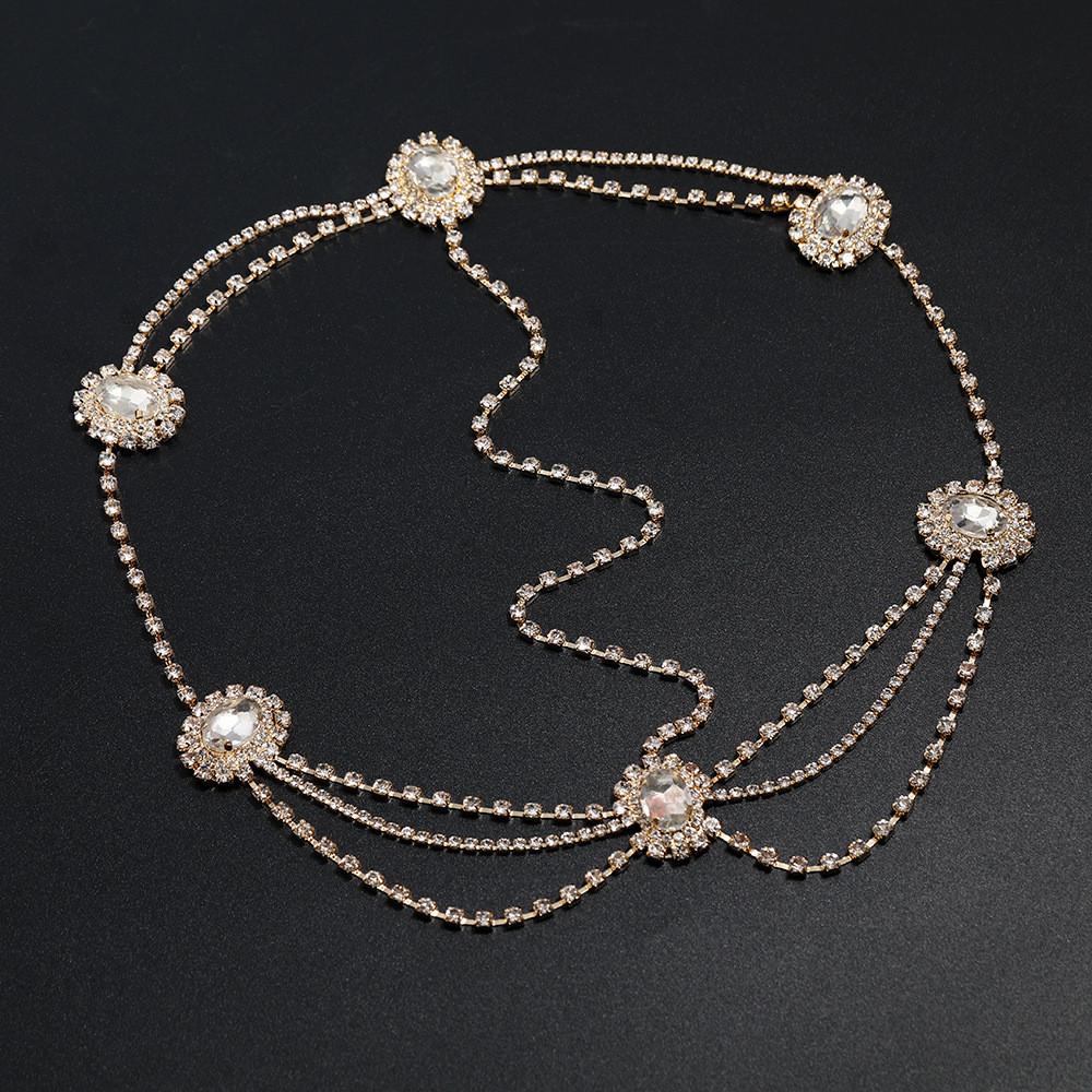 Decoration Rhinestone Elegant With Multi Layer Chain Design Women Necklace