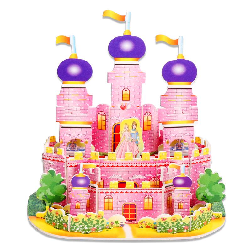 Cartoon Three-Dimensional Puzzle Children's Handmade DIY Toys Paper Card Villa Building Model Desktop Decoration