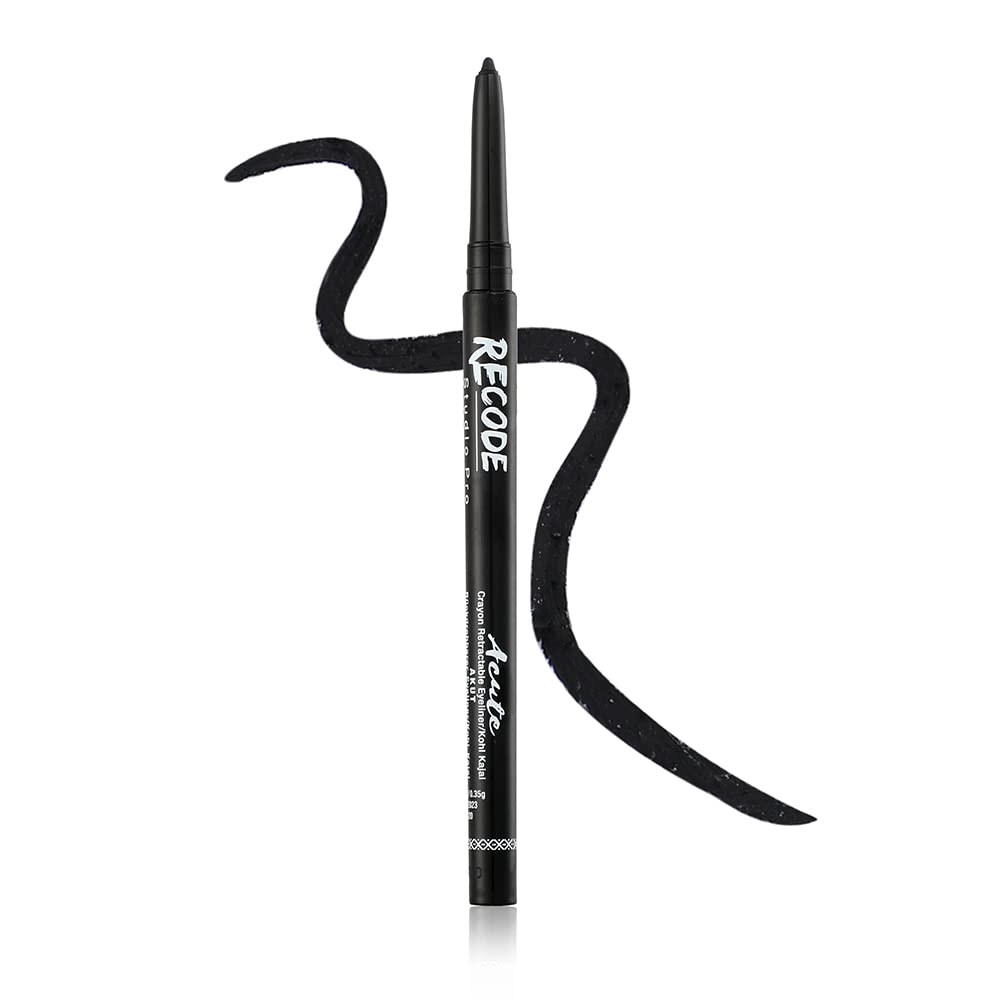 Карандаш для глаз Recode Black Eyeliner Acute Kajal с водостойкой и неразмазывающейся формулой, черный, 0,35 г