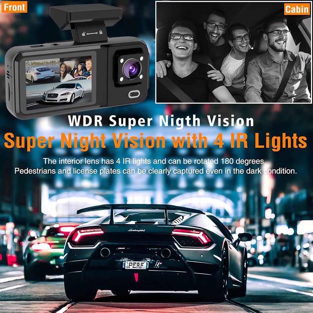 WIFI 3 Camera Dash Cam Cabin Car Dvr 1080P Interior Vehicle Three Way Channel Dvrs Recorder Video Registrator Dashcam Camcorder