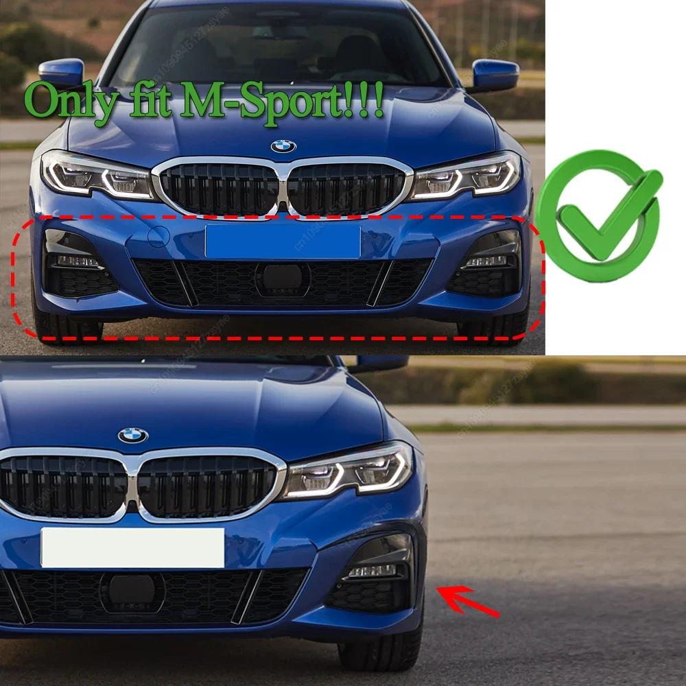2Pcs Car Front Bumper Fog Lamp Cover Trim Grille Bodykits For BMW 3 Series G20 G21 320i 330i 318i M-Pack 2019-2022 Black Tuning