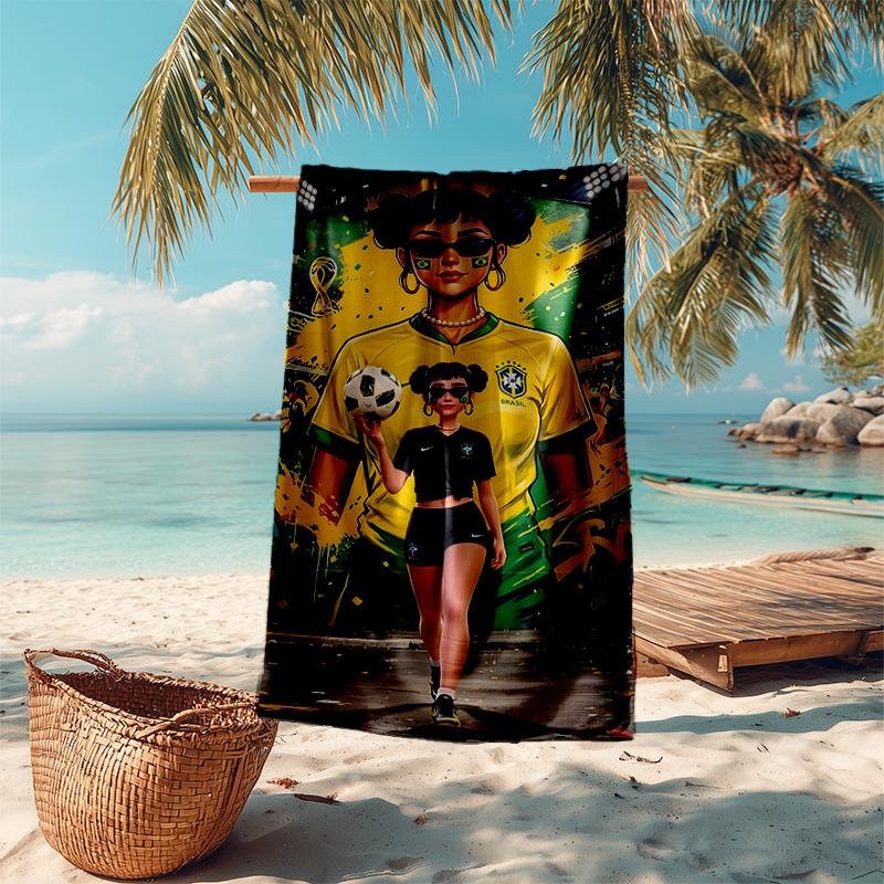 1pc Soccer Art Street Fashion Cartoon Quick Dry Microfiber Bath Towel for Swimming Surfing Camping Unisex Holiday. SJT7201160