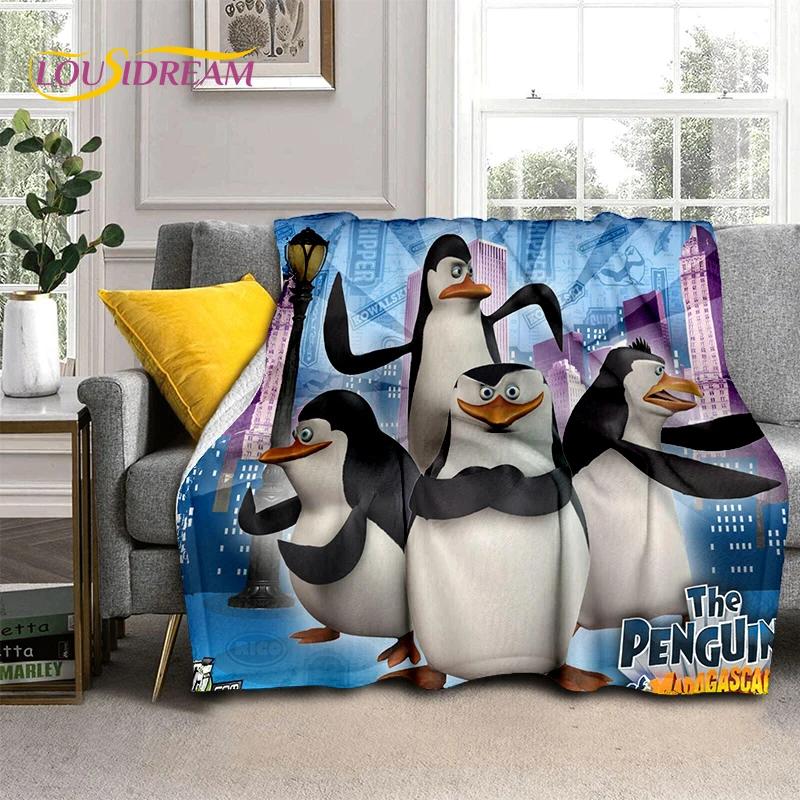 Милые пингвины из мультфильма «Мадагаскар» Плед, Мягкий плед для дома, спальни, кровати, дивана, пикника, путешествий, офиса, Покрывало, Подарок для ребенка