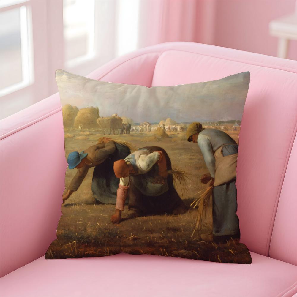 JJeanFrancois Millet ART Cushion Cover Pillow Case Ultra Soft Skin Friendly Fabric Cloud Like Comfort Concealed Zipper