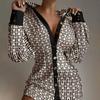 Women V-neck Printed Waist Button Embellished Blouse 2026 New Fashion Mid-length Sexy Long Sleeve Shirt