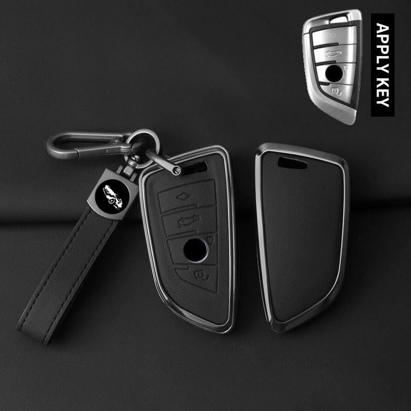 Zinc Alloy Leather Car Key Case For Bmw X1 X3 X5 X6 X7 1 3 5 6 7 Series G20 G30 G11 F15 F16 G01 G02 F48 Protective Accessories