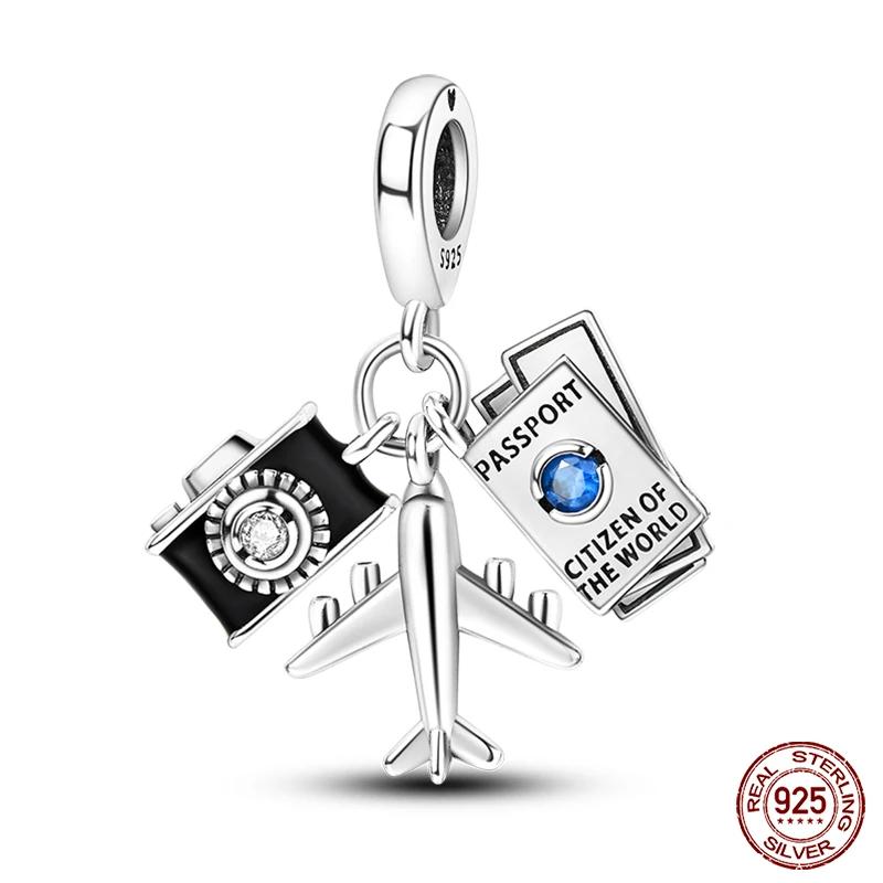 Fashion Copper Travel Aircraft Series Charms Beads Fit Original Bracelets Diy Anniversary Jewelry For Women