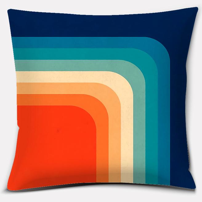 Retro Rainbow Geometric Color Series Pillow Cover Gift Home Office Decoration Pillow Bedroom Sofa Car Cushion Cover