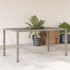 VidaXL Garden Table Glass Top Grey 150x90x75cm Woven Resin 365591