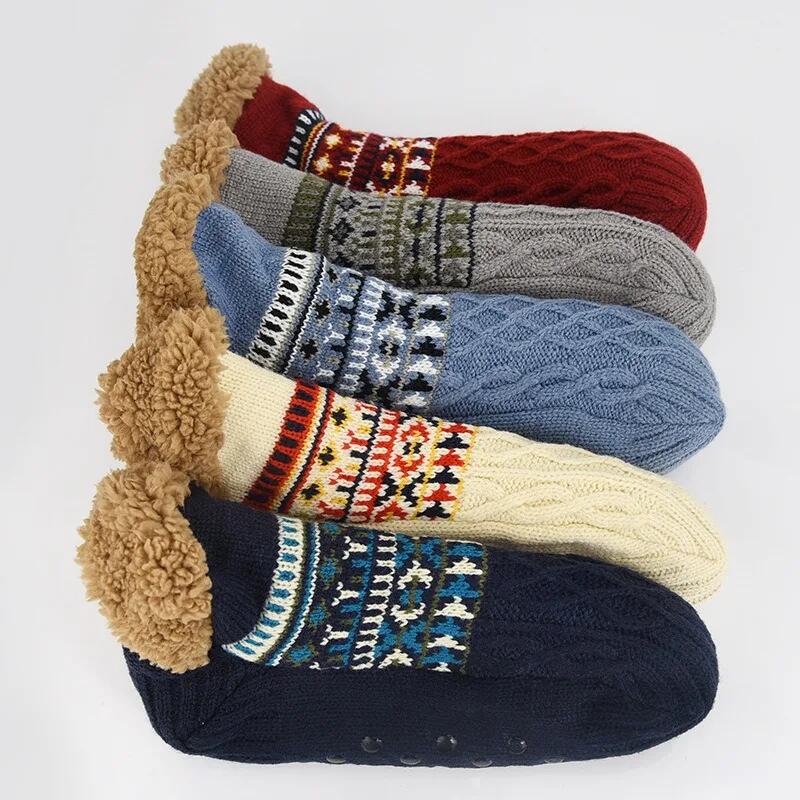 Thermal Women Mens Floor Socks Winter Warm Short Cotton Thickened Home Sleeping Soft Non Slip Grip Fuzzy Floor Socks