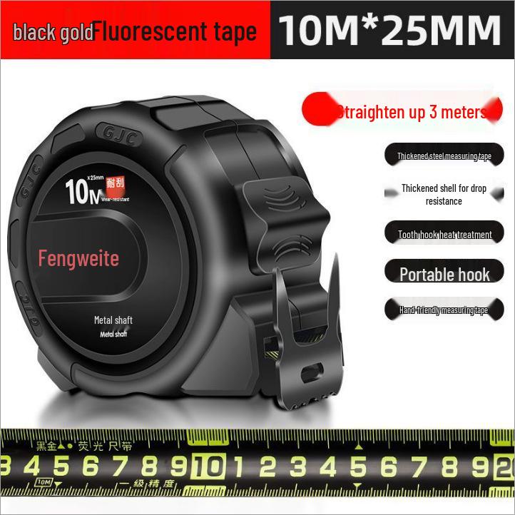 Двусторонняя флуоресцентная рулетка: Толстая, Прочная, Износостойкая, Водонепроницаемая, Ударопрочная, Высокоточная, Прозрачная линейка для деревообработки.