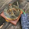 Sundial Compass Solid Brass Vintage Nautical Retro Steampunk Polished Hardwood Box Marine Compass Vintage Nautical Compass and Hardwood Box