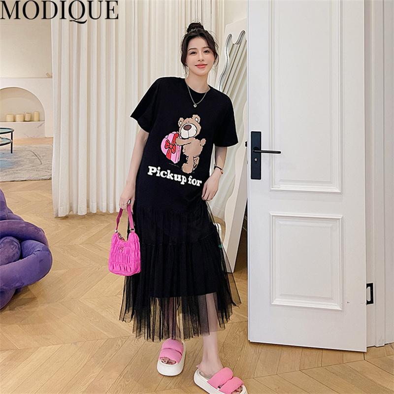 MODIQUE Summer Plus Size New Dress Shirt Women Loose Mesh Cotton Linen A-Line Dress Solid Casual Female Dresses O-Neck Short Sleeve