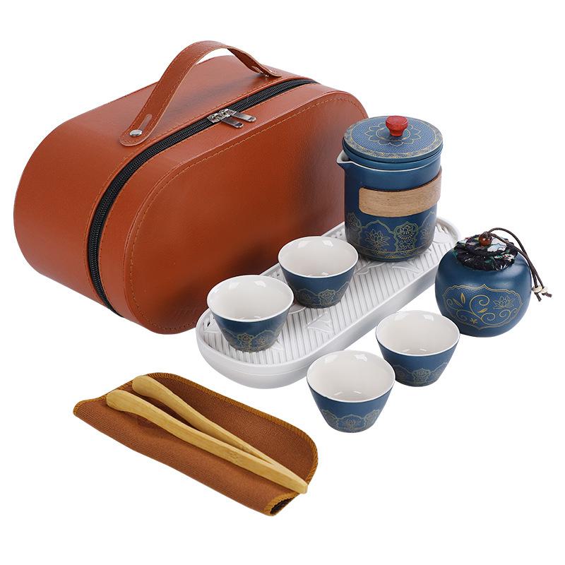 Mid-Autumn Festival Kung Fu Travel Kung Fu Tea Set Simple Anti-scalding Kuaike Ceramic Outdoor Portable Printing Gifts