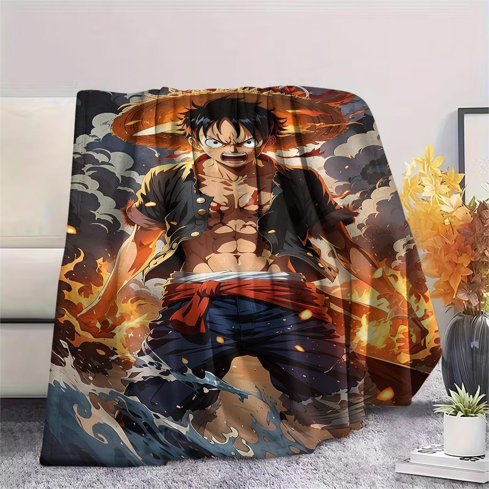 1PC One Piece Monkey D Luffy Patterned Flannel Blanket Suitable For All Seasons For Home Decor Warmth And Comfort Gifts Holiday Present