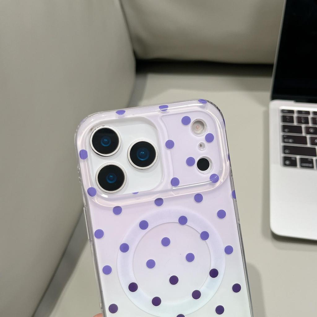 Магнитный чехол для телефона с градиентом и горошком для iPhone 14/15/16/17 Pro Max - Двухслойный корпус