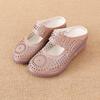 Leather Heel Thick-soled Slippers Hole Hollow Soft Sole Women's Shoes Sandals Middle-aged Mother's Non-slip Wear-resistant Spring and Summer