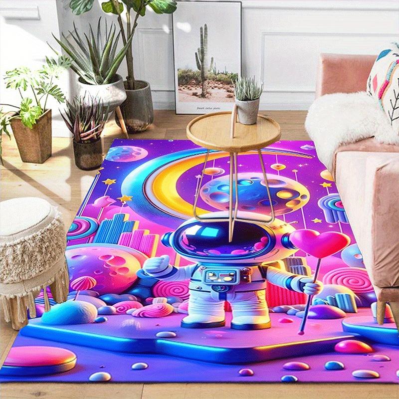 1pc Cute astronaut Design Area Rug - Soft, Anti-Slip, and Durable Gaming Room Decor for Bedroom