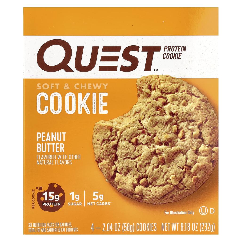 Quest Nutrition Protein Cookies, Peanut Butter, 4 Packs, 2.04 Oz (58 G) Each