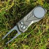 Golf Divot Repair Tool Foldable Heavy Duty Magnetic Ball Marker Sharp Button Stainless Steel Golf Putting Green Fork Golf Accessories