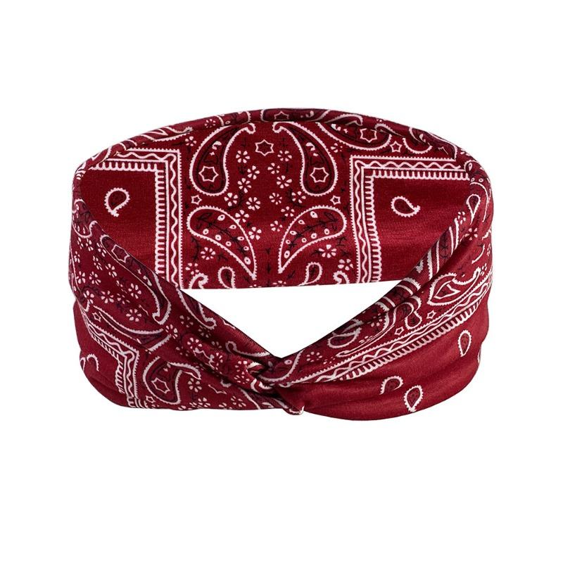 Retro Wide Brimmed Cross Headband with Amoeboid Print Headband Sporty Casual Elastic Quick Drying Headband
