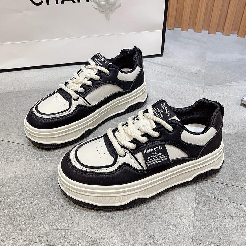 Кроссовки женские универсальные весна-осень на толстой подошве Muffin Winter Velvet новые повседневные черные Dad Sports Little White Shoes
