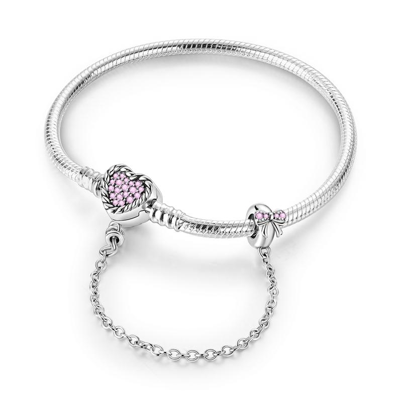 Bracelet Original 925 Sterling Silver Charm Bracelet 17-20CM Heart Love Family Star Moon Bracelet for Women Charm Jewelry Gifts