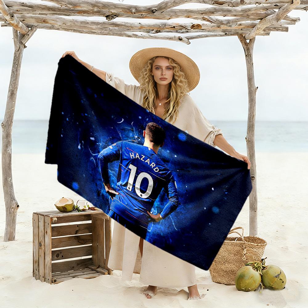 Blue Energy Soccer Player Beach Towel Soft Durable Quick-Dry Comfortable Lightweight