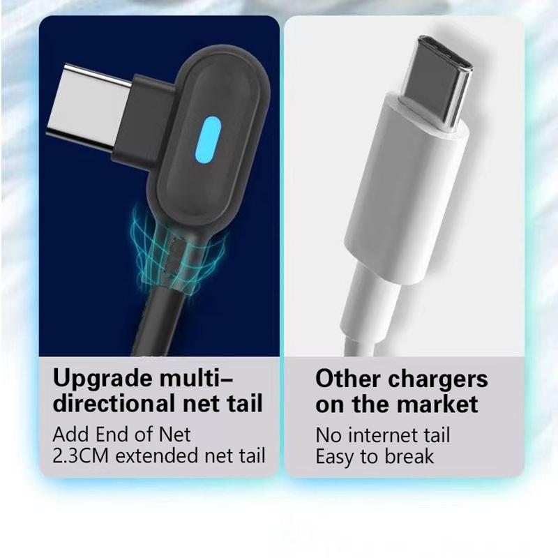 Короткий пружинный кабель для передачи данных 6A Двойной угловой кабель USB C - Type C для быстрой зарядки для iPhone 15 16 Pro Провод для зарядки телефона
