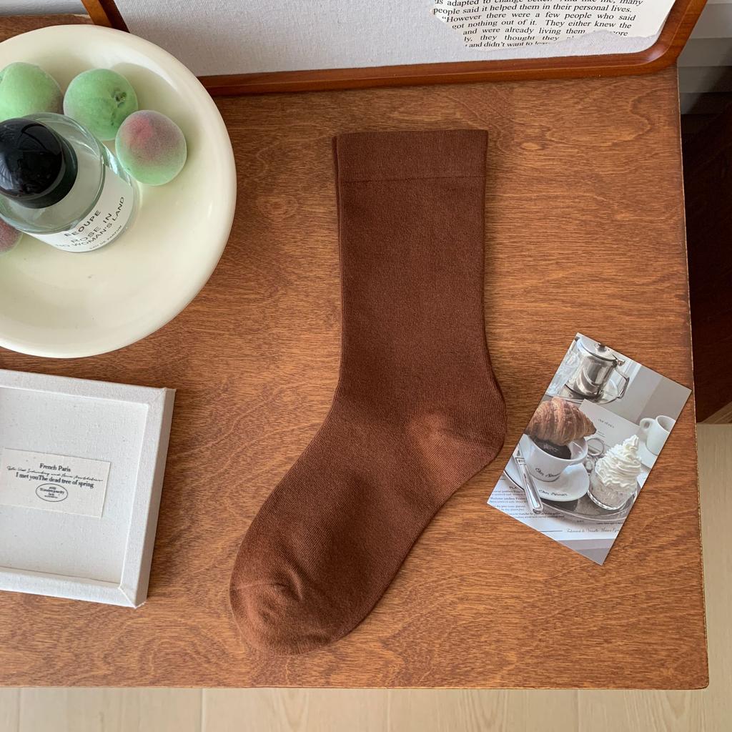 1/5/10 Pairs of Women's Mid-tube Socks Solid Color Casual Socks Cotton Socks