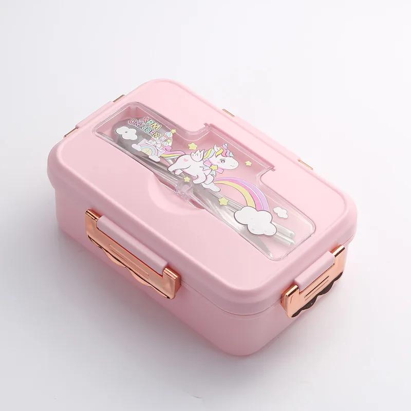 Cartoon Pattern Lunch Box for Kids Student Cafeteria Microwave Oven Lunch Box with Tableware Sandwich Breakfast Food Container