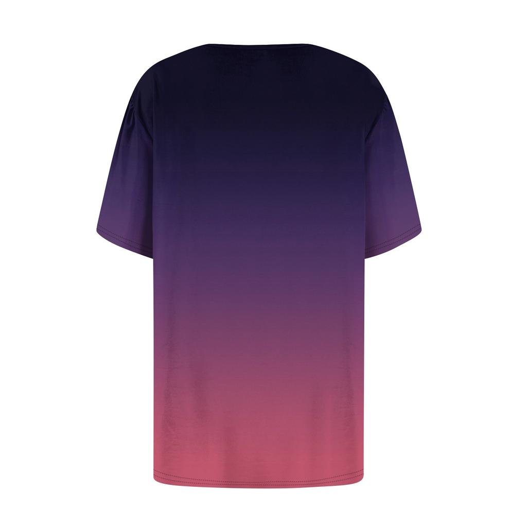 Женский модный повседневный короткий рукав пуловер с принтом на пуговицах и круглым вырезом