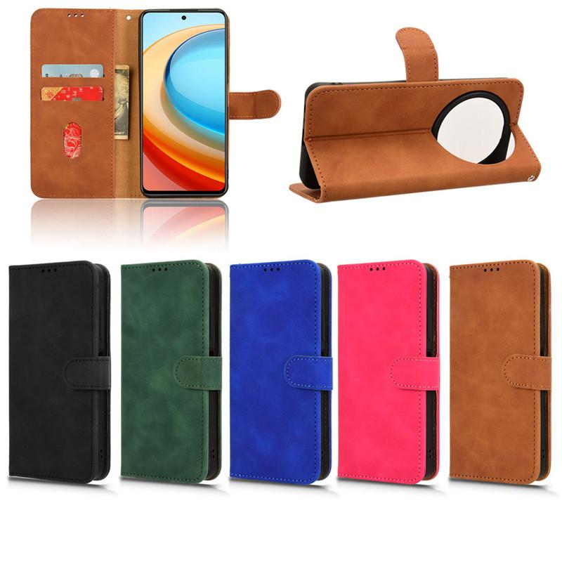 Цветной Кожаный Однотонный Чехол-книжка для Мобильного Телефона с Отделениями для Карт для Zte Blade A75 5g