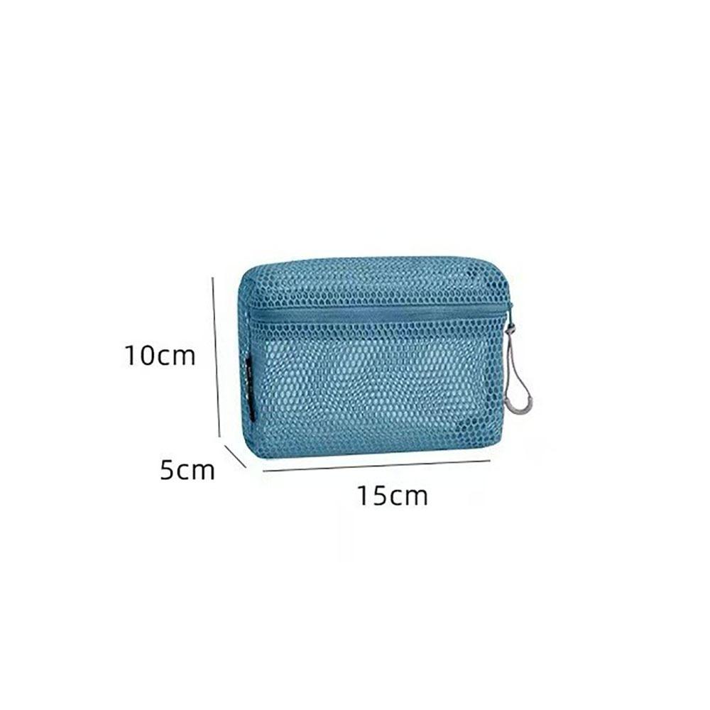 Casual Nylon Storage Pouch With Zipper Mesh Cosmetic Bag Hand-held Multipurpose Mesh Pouch Women