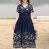 Элегантное женское летнее платье большого размера с коротким рукавом длинное платье женская винтажная одежда