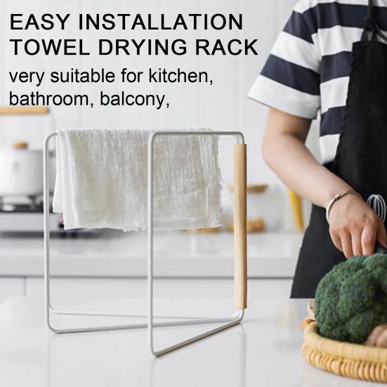 Вешалка для сушки полотенец для ванной комнаты Многофункциональная вертикальная складная вешалка для полотенец предотвращает переворачивание кухонной тряпки Полка для хранения полотенец для рук Хозяйственные принадлежности