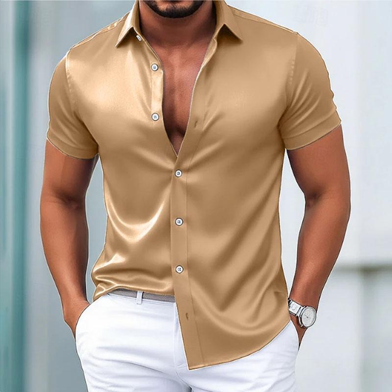 Мужская повседневная блестящая текстурированная рубашка business casual, весенне-осенняя, с длинным рукавом, не требующая глажки, устойчивая к складкам