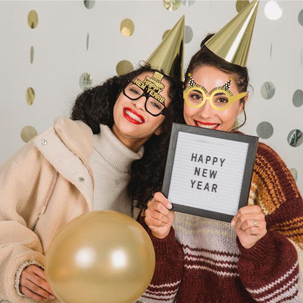 Happy New Year New Year Theme Party Glasses Photo Props